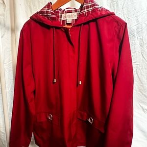 Women's Red Rain Jacket w/plaid lining (Petite L)